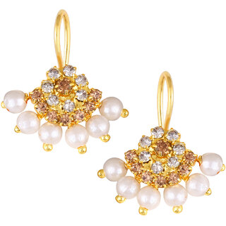 Vivastri Premium Gold Plated Alloy Pearl Cubic Zirconia Bugadi Earrings for Women  Girls - VIVA1026BUGADI-BROWN - Earrings | Buy online on ZillyBuy