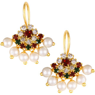 Vivastri Premium Gold Plated Alloy Pearl Cubic Zirconia Bugadi Earrings for Women  Girls - VIVA1026BUGADI-MULTI - Earrings | Buy online on ZillyBuy