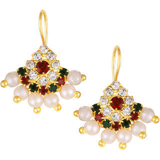 Vivastri Premium Gold Plated Alloy Pearl Cubic Zirconia Bugadi Earrings for Women  Girls - VIVA1027BUGADI-MULTI - Earrings | Buy online on ZillyBuy