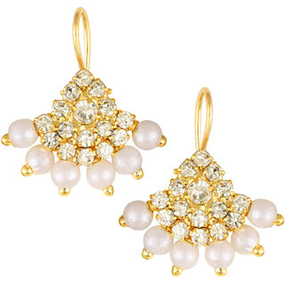 Vivastri Premium Gold Plated Alloy Pearl Cubic Zirconia Bugadi Earrings for Women  Girls - VIVA1027BUGADI-WHITE - Earrings | Buy online on ZillyBuy