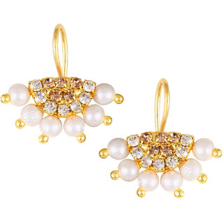 Vivastri Premium Gold Plated Alloy Pearl Cubic Zirconia Bugadi Earrings for Women  Girls - VIVA1028BUGADI-BROWN - Earrings | Buy online on ZillyBuy