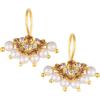 Vivastri Premium Gold Plated Alloy Pearl Cubic Zirconia Bugadi Earrings for Women  Girls - VIVA1029BUGADI-BROWN - Earrings | Buy online on ZillyBuy