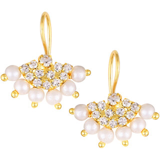 Vivastri Premium Gold Plated Alloy Pearl Cubic Zirconia Bugadi Earrings for Women  Girls - VIVA1029BUGADI-WHITE - Earrings | Buy online on ZillyBuy