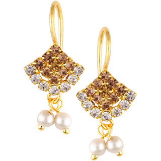 Vivastri Premium Gold Plated Alloy Pearl Cubic Zirconia Bugadi Earrings for Women  Girls - VIVA1030BUGADI-BROWN - Earrings | Buy online on ZillyBuy