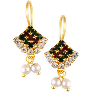 Vivastri Premium Gold Plated Alloy Pearl Cubic Zirconia Bugadi Earrings for Women  Girls - VIVA1030BUGADI-MULTI - Earrings | Buy online on ZillyBuy