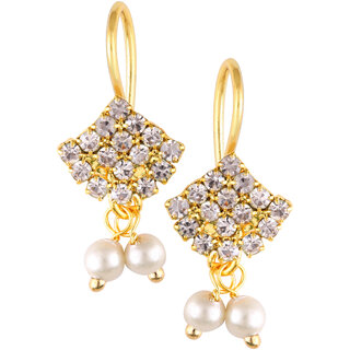 Vivastri Premium Gold Plated Alloy Pearl Cubic Zirconia Bugadi Earrings for Women  Girls - VIVA1030BUGADI-WHITE - Earrings | Buy online on ZillyBuy
