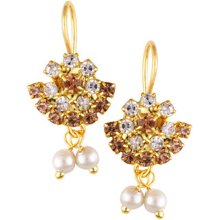 Vivastri Premium Gold Plated Alloy Pearl Cubic Zirconia Bugadi Earrings for Women  Girls - VIVA1031BUGADI-BROWN - Earrings | Buy online on ZillyBuy