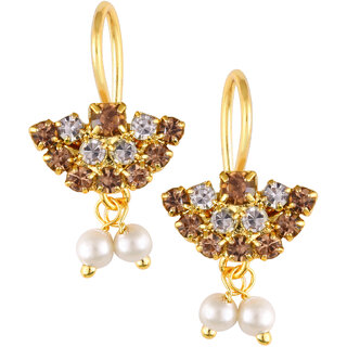 Vivastri Premium Gold Plated Alloy Pearl Cubic Zirconia Bugadi Earrings for Women  Girls - VIVA1032BUGADI-BROWN - Earrings | Buy online on ZillyBuy