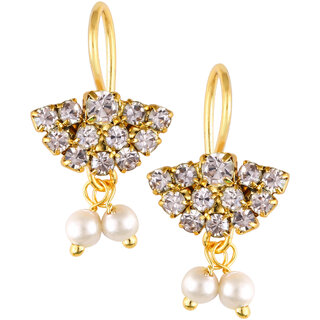 Vivastri Premium Gold Plated Alloy Pearl Cubic Zirconia Bugadi Earrings for Women  Girls - VIVA1032BUGADI-WHITE - Earrings | Buy online on ZillyBuy