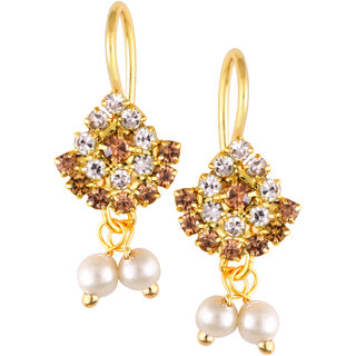 Vivastri Premium Gold Plated Alloy Pearl Cubic Zirconia Bugadi Earrings for Women  Girls - VIVA1033BUGADI-BROWN - Earrings | Buy online on ZillyBuy
