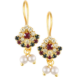 Vivastri Premium Gold Plated Alloy Pearl Cubic Zirconia Bugadi Earrings for Women  Girls - VIVA1033BUGADI-MULTI - Earrings | Buy online on ZillyBuy