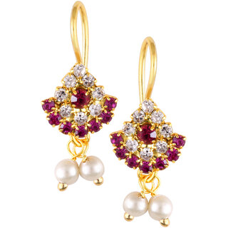 Vivastri Premium Gold Plated Alloy Pearl Cubic Zirconia Bugadi Earrings for Women  Girls - VIVA1033BUGADI-PINK - Earrings | Buy online on ZillyBuy