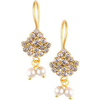 Vivastri Premium Gold Plated Alloy Pearl Cubic Zirconia Bugadi Earrings for Women  Girls - VIVA1033BUGADI-WHITE - Earrings | Buy online on ZillyBuy