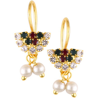 Vivastri Premium Gold Plated Alloy Pearl Cubic Zirconia Bugadi Earrings for Women  Girls - VIVA1034BUGADI-BROWN - Earrings | Buy online on ZillyBuy
