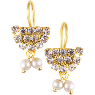 Vivastri Premium Gold Plated Alloy Pearl Cubic Zirconia Bugadi Earrings for Women  Girls - VIVA1034BUGADI-WHITE - Earrings | Buy online on ZillyBuy