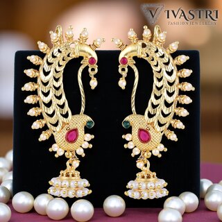 Vivastri Premium White Pearl Stone Work,Alloy Gold Plated Earcuff for Women & Girls - Earrings | Buy online on ZillyBuy