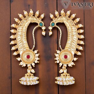 Vivastri Premium White Pearl Stone Work,Alloy Gold Plated Earcuff for Women & Girls - Earrings | Buy online on ZillyBuy