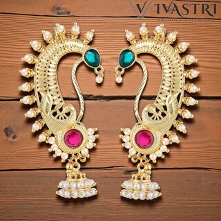 Vivastri Premium White Pearl Stone Work,Alloy Gold Plated Earcuff for Women & Girls - Earrings | Buy online on ZillyBuy