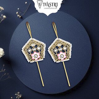 Vivastri Pink Flower Gold Plated Pearl Alloy Cuff Earrings for Women & Girls - VIVA2813ERG - Earrings | Buy online on ZillyBuy