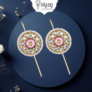 Vivastri Pink Flower Gold Plated Pearl Alloy Cuff Earrings for Women & Girls - VIVA2820ERG - Earrings | Buy online on ZillyBuy