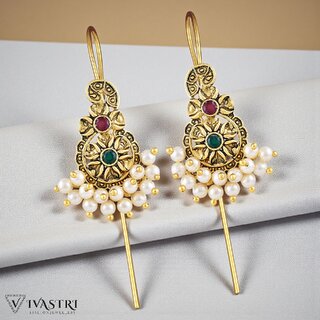 Vivastri Traditional Gold Plated Pearl Alloy Cuff Earrings for Women & Girls - Earrings | Buy online on ZillyBuy