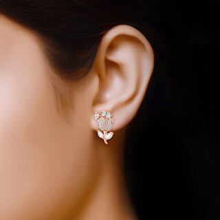 Vivastri Allure Charming Rose stud Earring for Women and Girls [VIVA2721ERG] - Earrings | Buy online on ZillyBuy