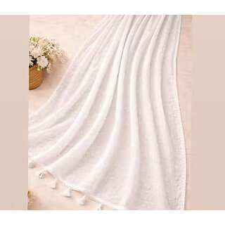 White Chiffon Dupatta with Thread Booti Work | Lightweight Party Wear Dupatta Size 2.15 M - Dupattas & Shawls | Buy online on ZillyBuy