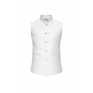 Aamir Enterprise Mens White Mandarin Collar Nehru Jacket (White) - Jackets & Coats | Buy online on ZillyBuy
