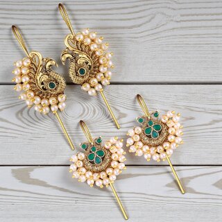 Vivastri Trendy Designer Gold Plated Alloy Cuff Earring Combo for Women & Girls -VIVA2646-2692ERG-GREEN - Earrings | Buy online on ZillyBuy