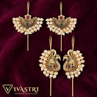 Vivastri Trendy Designer Gold Plated Alloy Cuff Earring Combo for Women & Girls -VIVA2646-RED-2649ERG-MULTI - Earrings | Buy online on ZillyBuy