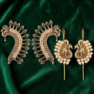 Vivastri Trendy Designer Gold Plated Alloy Cuff Earring Combo for Women & Girls -VIVA2691-2646ERG-RED - Earrings | Buy online on ZillyBuy