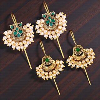 Vivastri Trendy Designer Gold Plated Alloy Cuff Earring Combo for Women & Girls -VIVA2692-2744ERG-GREEN - Earrings | Buy online on ZillyBuy