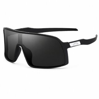 Mirrored Oversized Sports Sunglasses UV400 Anti-Glare for Outdoor Activities (Black) - Sunglasses | Buy online on ZillyBuy