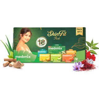 Medimix Bathing Soaps Skinfit Pack  Pack of 5  Enriched with 18 Herbs for Healthy  Glowing Skin