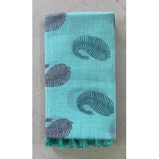 Fancy Linen Cotton Saree Mango Print Linen Saree Lightweight Casual Saree Office Wear Cotton Saree (Green) - Sarees | Buy online on ZillyBuy