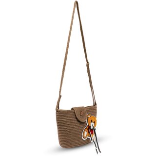 Ariya Kid's Sling Bag with Teddy Patch (4059 | Brown) PP & Cotton Blend, Handcrafted Lightweight Crossbody Bag for Girls, Stylish and Durable Purse for School, Travel & Daily Use - Handbags | Buy online on ZillyBuy