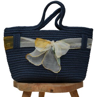 Ariya Women's Handbag with Decorative Sheer Bow (4071 | Blue) Handcrafted PP & Cotton Blend Shoulder Purse, Perfect for Ladies & Girls, Lightweight Tote Bag for Daily, Casual, Travel - Handbags | Buy online on ZillyBuy