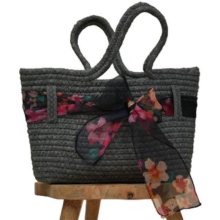 Ariya Women's Handbag with Decorative Sheer Bow (4071 | Gray) Handcrafted PP & Cotton Blend Shoulder Purse, Perfect for Ladies & Girls, Lightweight Tote Bag for Daily, Casual, Travel - Handbags | Buy online on ZillyBuy