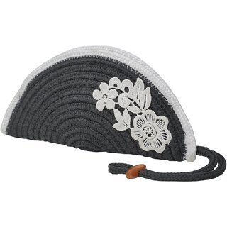 ARIYA Stylish Unique Handmade Dark Grey & White Line (PP & Cotton Blend) Clutch Bag with Flower, Perfect for Parties, Weddings & Everyday Outings - Handbags | Buy online on ZillyBuy