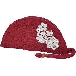 ARIYA Stylish Unique Handmade Red (PP & Cotton Blend) Clutch Bag with Flower, Perfect for Parties, Weddings & Everyday Outings - Handbags | Buy online on ZillyBuy