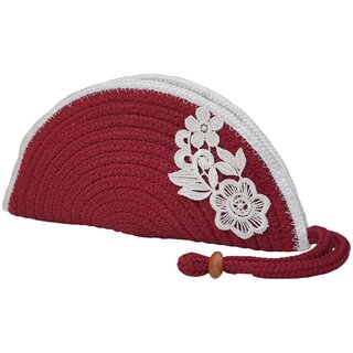 ARIYA Stylish Unique Handmade Red & White Line (PP & Cotton Blend) Clutch Bag with Flower, Perfect for Parties, Weddings & Everyday Outings - Handbags | Buy online on ZillyBuy