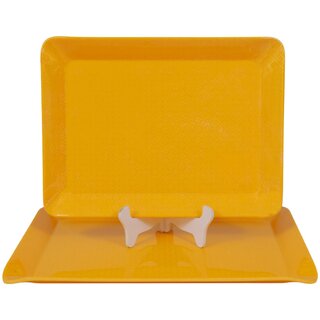 Ariya Melamine Rectangle Serving Tray Set of 2 (Yellow-P8) Serveware for Food, Drinks, Snacks, Serving Platters for Home, Restaurants, Hotel, Bar, Parties, Office, Dishwasher Safe, Stain Free