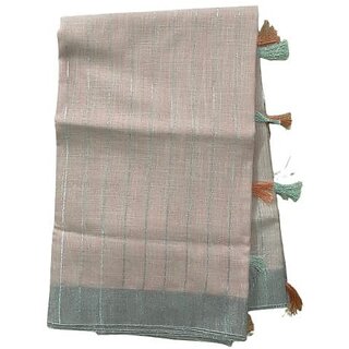 Fancy Floral Cotton Saree Dark Grey Organza Saree for Women with Floral Print and Shimmering Silver Zari Border - Sarees | Buy online on ZillyBuy