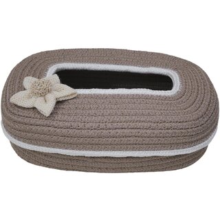 Ariya Cotton Blend Oval Tissue Box Holder | Beige Colour with White Line & Flower | 3 x 11.7 inch | Holds 100 Pulls, Handcrafted for Home, Office, Car, Desk, Dining & Living Room Decor - Home Improvement | Buy online on ZillyBuy