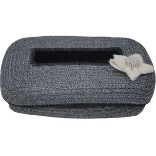 Ariya Cotton Blend Oval Tissue Box Holder | Grey with Black Line & White Flower | 3 x 11.7 inch | Holds 100 Pulls, Handcrafted for Home, Office, Car, Desk, Dining & Living Room Decor - Home Improvement | Buy online on ZillyBuy