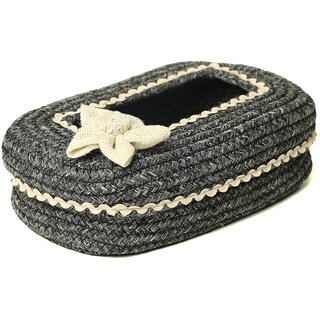 Ariya Cotton Blend Oval Tissue Box Holder | Grey with White Lace & Flower | 3 x 11.7 inch | Holds 100 Pulls, Handcrafted for Home, Office, Car, Desk, Dining & Living Room Decor - Home Improvement | Buy online on ZillyBuy