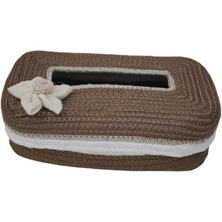 Ariya Cotton Blend Rectangle Tissue Box Holder | Beige with White Line & Flower | 3 x 11.7 inch | Holds 100 Pulls, Handcrafted for Home, Office, Car, Desk, Dining & Living Room Decor - Home Improvement | Buy online on ZillyBuy