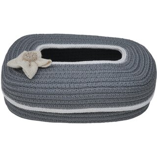 Ariya Cotton Blend Rectangle Tissue Box Holder | Dark Grey with White Line & Flower | 3 x 11.7 inch | Holds 100 Pulls, Handcrafted for Home, Office, Car, Desk, Dining & Living Room Decor - Home Improvement | Buy online on ZillyBuy