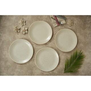 Ariya 10.5 Inches Melamine Dinner Plate Set of 4 (Marble Print) Microwave & Dishwasher Safe Dinnerware, Round Full Serving Plate for Snacks, Breakfast, Lunch, Dinner, Break Resistant, All Occasions