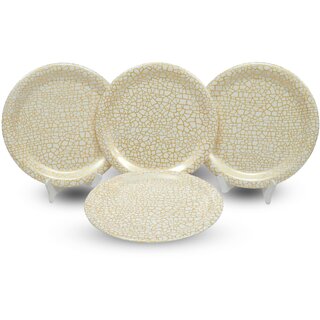 Ariya Melamine 12-Inch Dinner Plates Set of 4 (Golden Mirage) | Durable & Break-Resistant | Microwave & Dishwasher Safe | Reusable Serving Plates for Snacks, Breakfast, Lunch & Dinner for Hotel